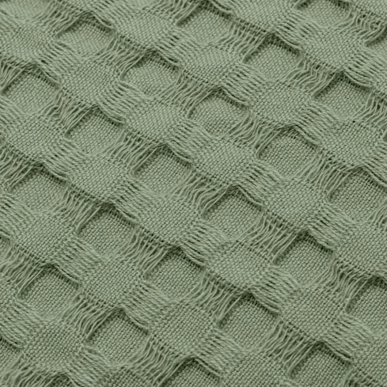 Couvre-lit coton nid d'abeille (220 x 250 cm) Maya Vert romarin
