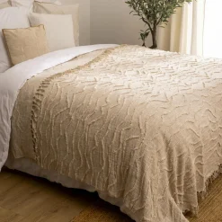 Couvre-lit coton (260 x 240 cm) Daisy Beige