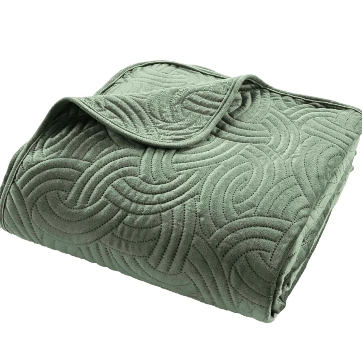Couvre-lit matelassé et deux taies d'oreiller (220 x 240 cm) Solange Vert cédre