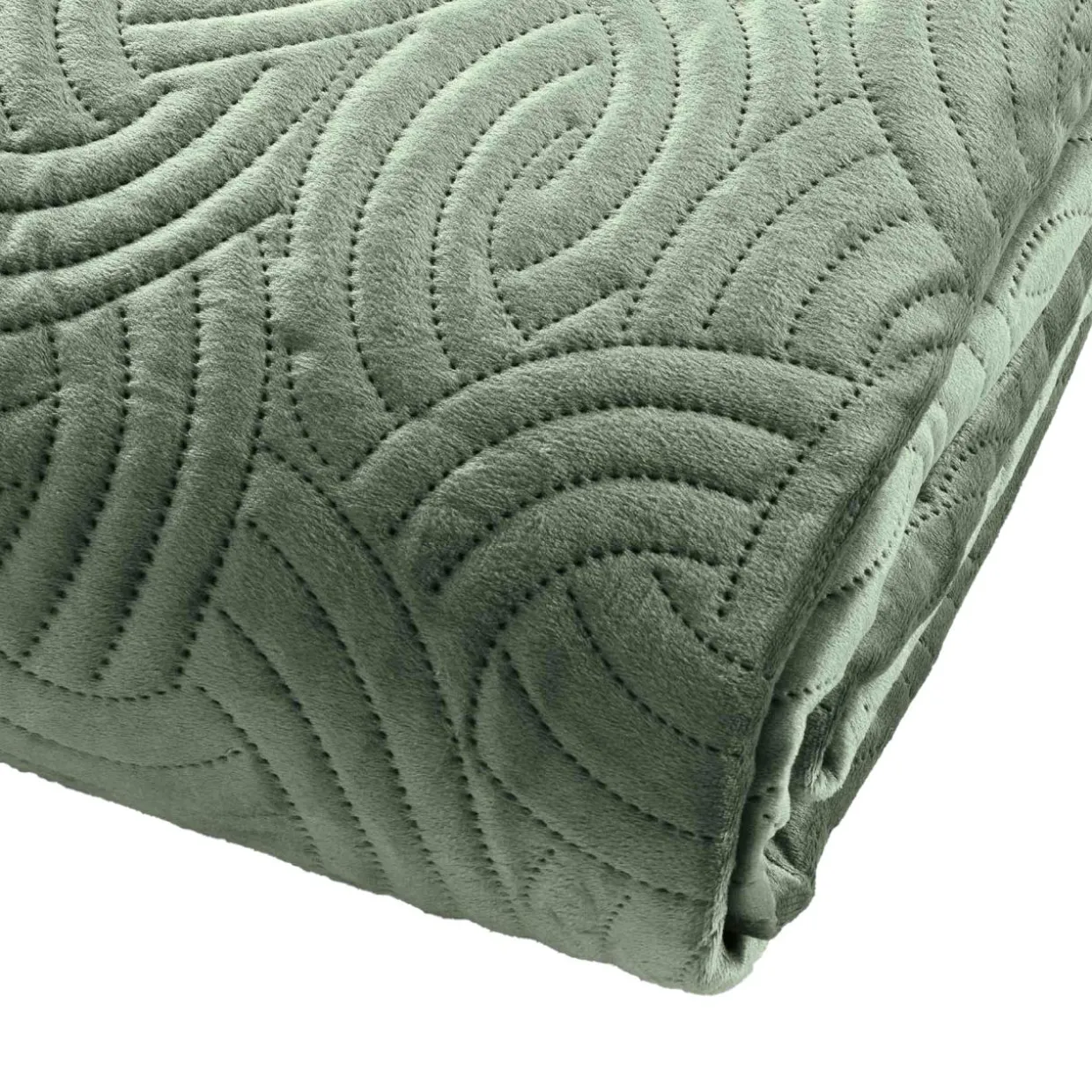 Couvre-lit matelassé et deux taies d'oreiller (220 x 240 cm) Solange Vert cédre