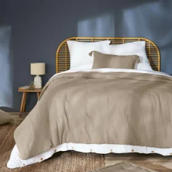 Couvre-lit matelassé gaze de coton (240 x 220 cm) Gaïa Ficelle