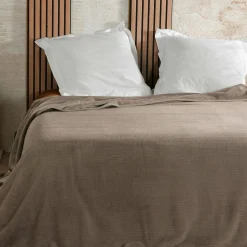 Couvre lit velours (240 x 260 cm) Gaufré Taupe