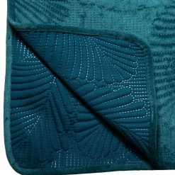 Couvre-lit (260 x 240 cm) Feuilles Bleu canard