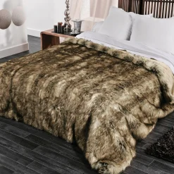 Couvre-lit (250 x 260 cm) Imitation fourrure Grizzly