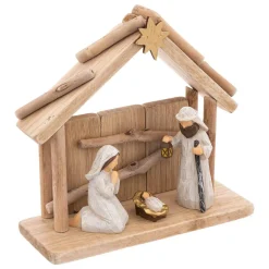 Crèche de Noël complète en bois (H19 cm) Sainte-Lucia