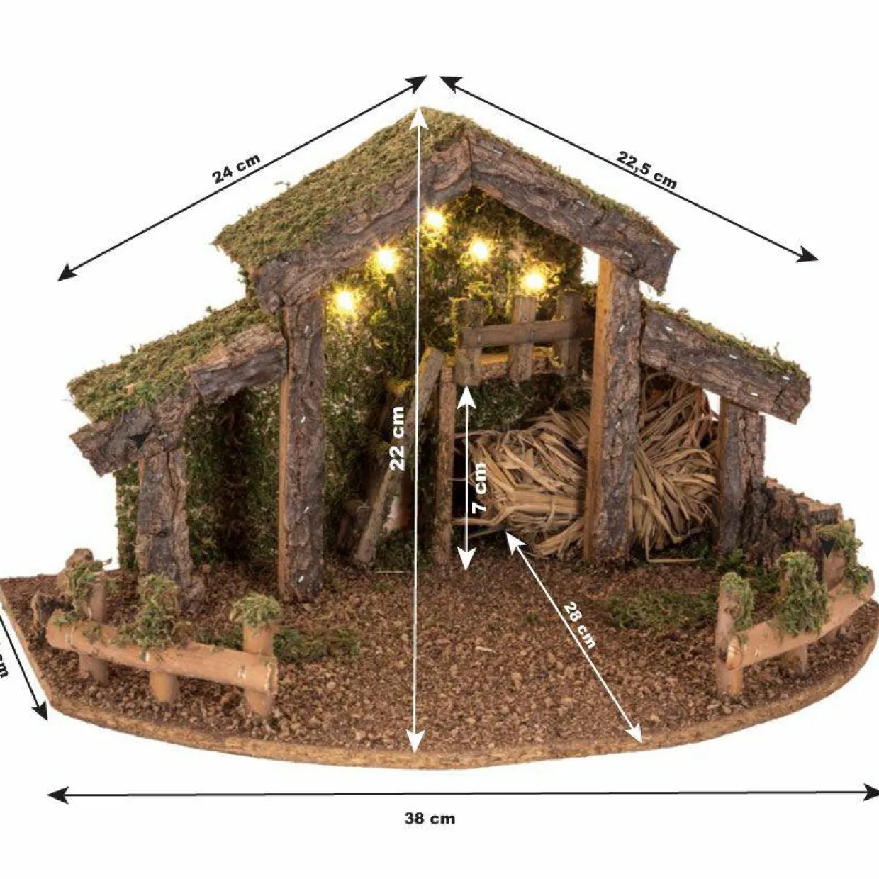 Crèche de Noël vide et lumineuse (H22 cm) Saint-Grégoire