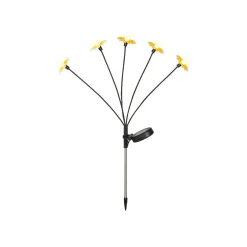 Décoration lumineuse Solaire à piquer au sol (H60 cm) Marguerites Jaune et blanc chaud