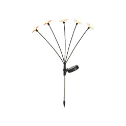 Décoration lumineuse Solaire à piquer au sol (H60 cm) Marguerites Rouge et blanc chaud