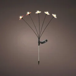 Décoration lumineuse Solaire à piquer au sol (H60 cm) Marguerites Rouge et blanc chaud