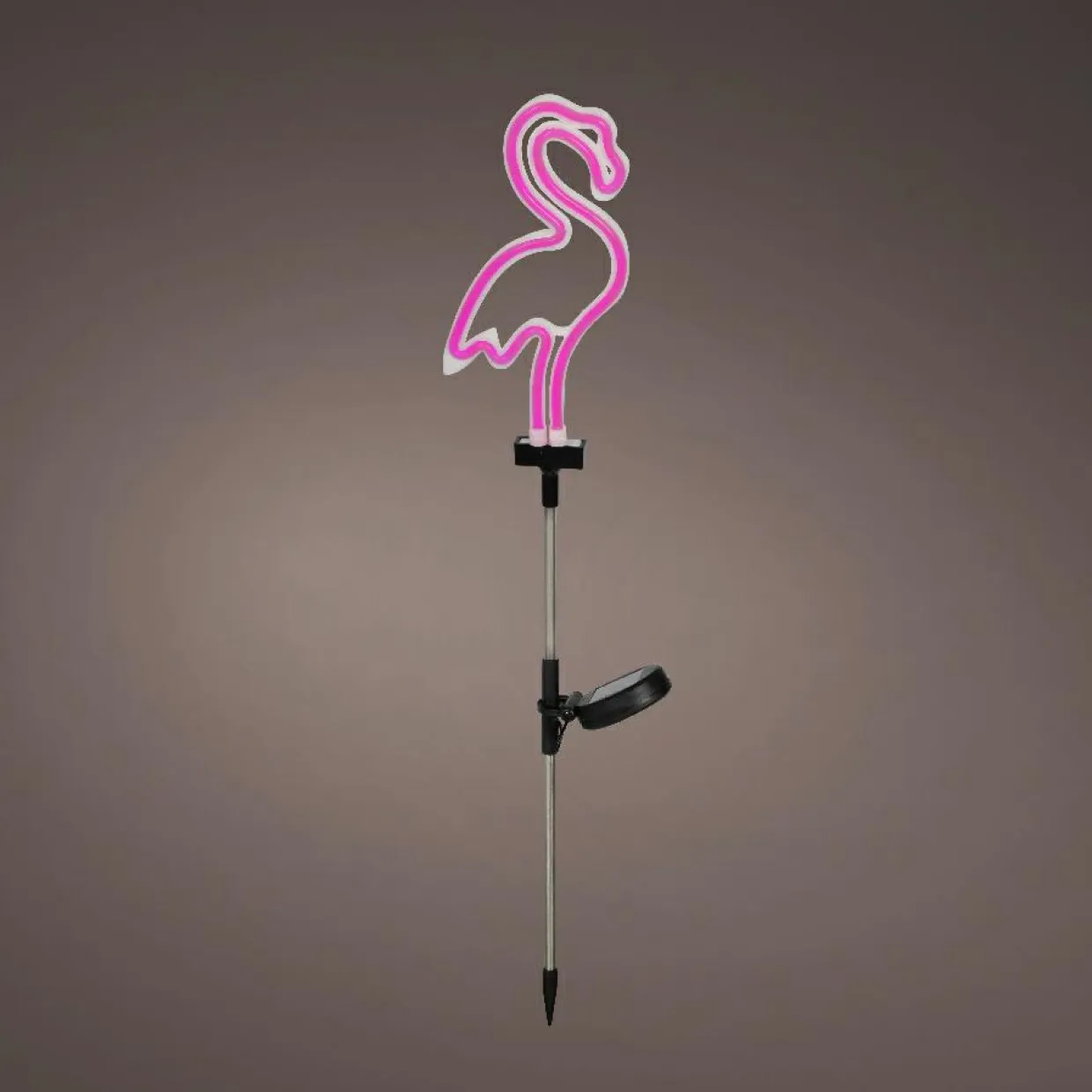Décoration lumineuse Solaire à piquer au sol (H74 cm) néon Flamant Rose