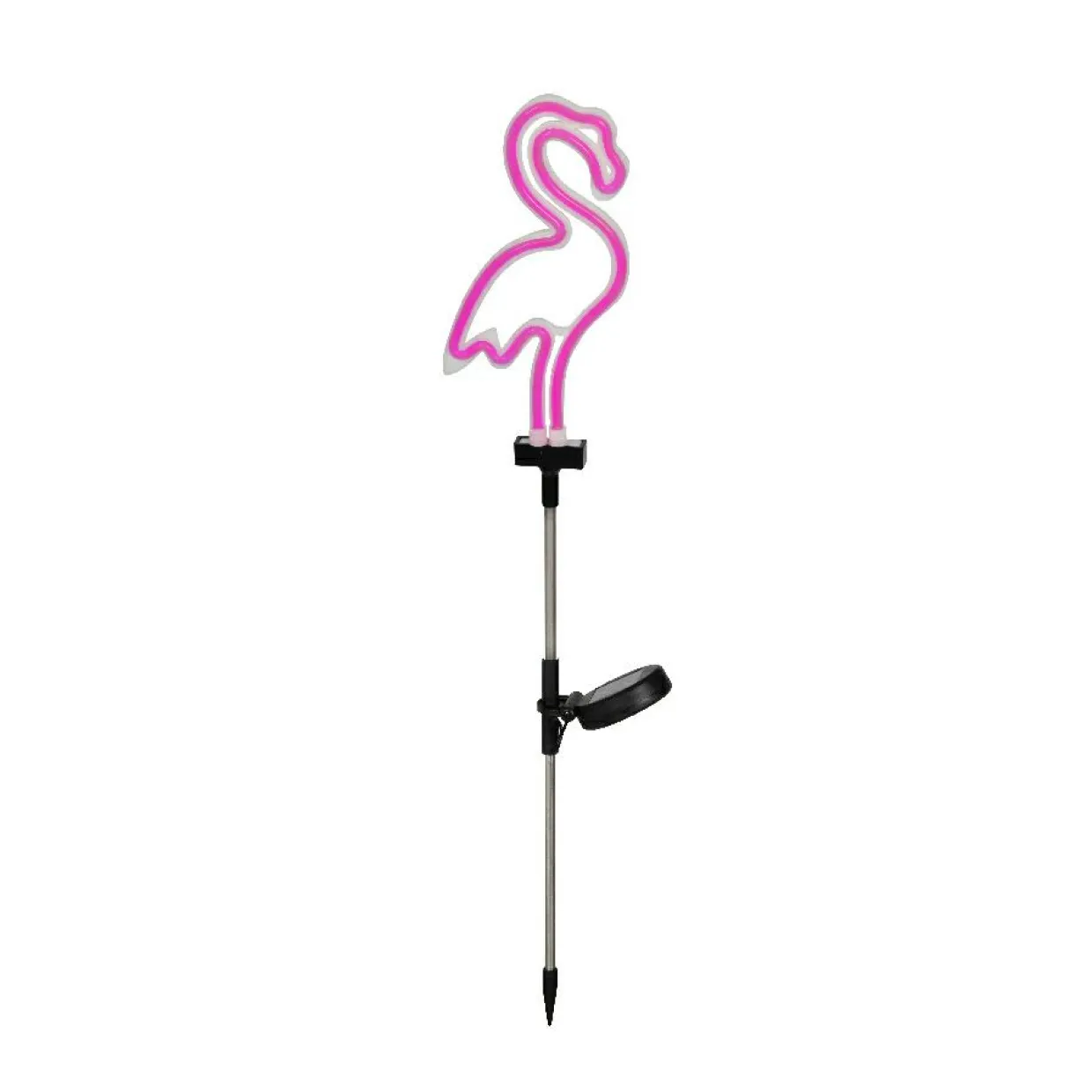 Décoration lumineuse Solaire à piquer au sol (H74 cm) néon Flamant Rose