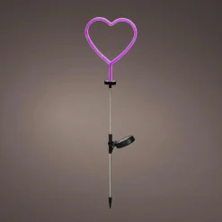 Décoration lumineuse Solaire à piquer au sol (H82 cm) Coeur néon Rose