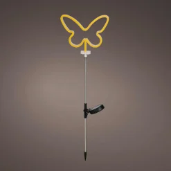 Décoration lumineuse Solaire à piquer au sol (H85 cm) Papillon néon Jaune
