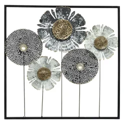 Décoration murale en métal (H50 cm) Floral Queen Argent