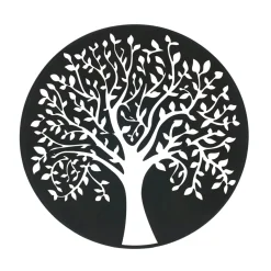 Décoration murale ronde en métal (D60 cm) Arbre de vie Noir
