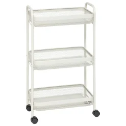 Desserte à roulettes 3 niveaux en métal (H75 cm) Mayaj Beige