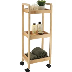 Desserte à roulettes 3 niveaux (H79 cm) Bambou Naturel