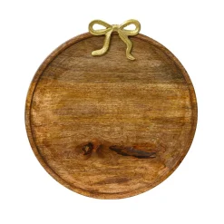 Dessous d'assiette en manguier (D33 cm) Nœud en or
