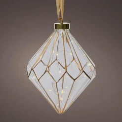 Diamant lumineux à piles 15 LED (H20 cm) Vintage Or/blanc chaud