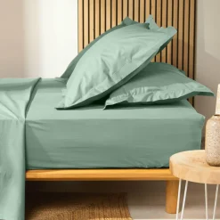 Drap housse coton bio (180 x 200 cm) Biolina Vert sauge