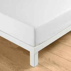 Drap housse coton lavé (160 x 200 cm) Linella Blanc