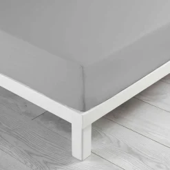 Drap housse coton lavé (140 x 190 cm) Linette Gris
