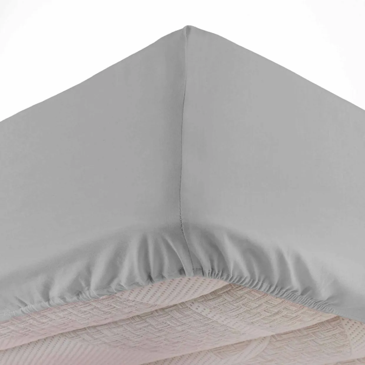Drap housse coton lavé (140 x 190 cm) Linette Gris