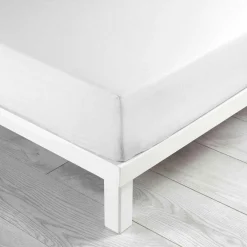 Drap housse coton lavé (140 x 190 cm) Linette Blanc