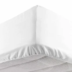 Drap housse coton lavé (140 x 190 cm) Linette Blanc