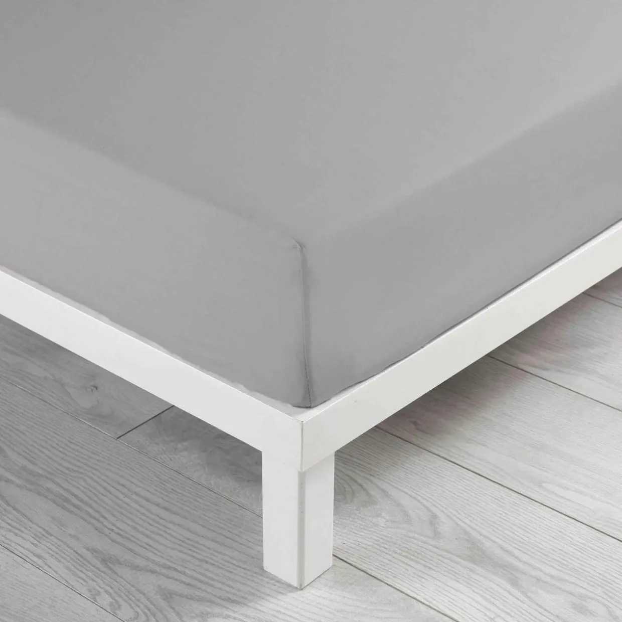 Drap housse coton lavé (160 x 200 cm) Linette Gris