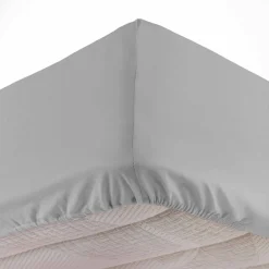 Drap housse coton lavé (160 x 200 cm) Linette Gris