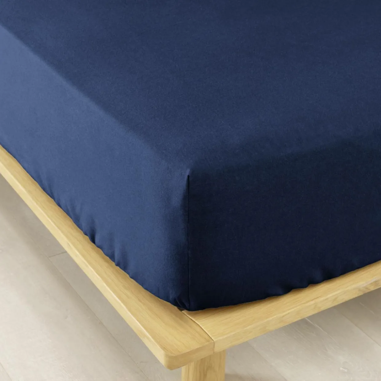 Drap housse flanelle de coton (160 x 200 cm) Nina Bleu nuit