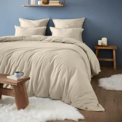 Drap housse flanelle de coton (140 x 200 cm) Nina Beige
