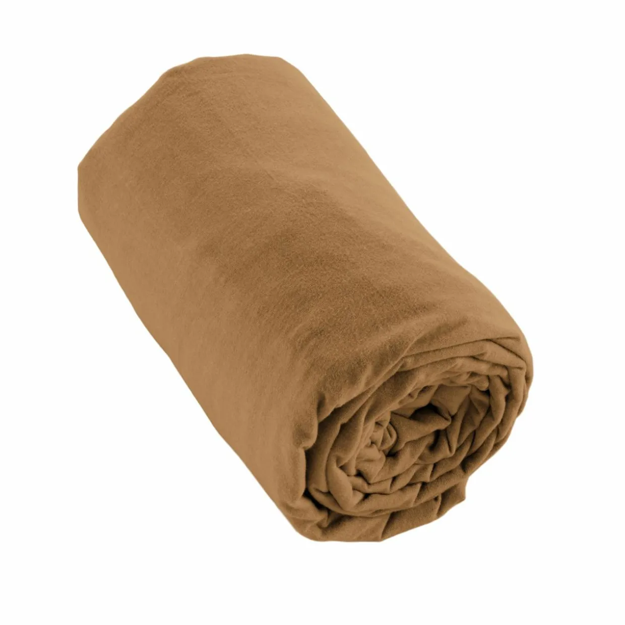 Drap housse flanelle de coton (90 x 190 cm) Théa Camel