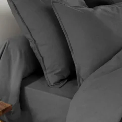 Drap housse flanelle de coton (90 x 190 cm) Théa Gris anthracite