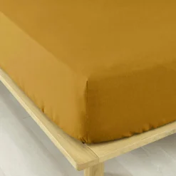 Drap housse flanelle de coton (90 x 200 cm) Nina Jaune ocre