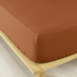 Drap housse flanelle de coton (90 x 190 cm) Théa Terracotta