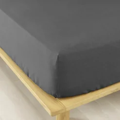 Drap housse flanelle de coton (90 x 200 cm) Nina Gris anthracite