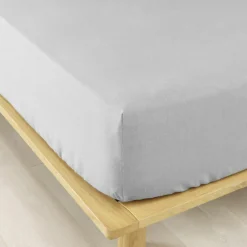 Drap housse flanelle de coton (140 x 200 cm) Nina Gris clair