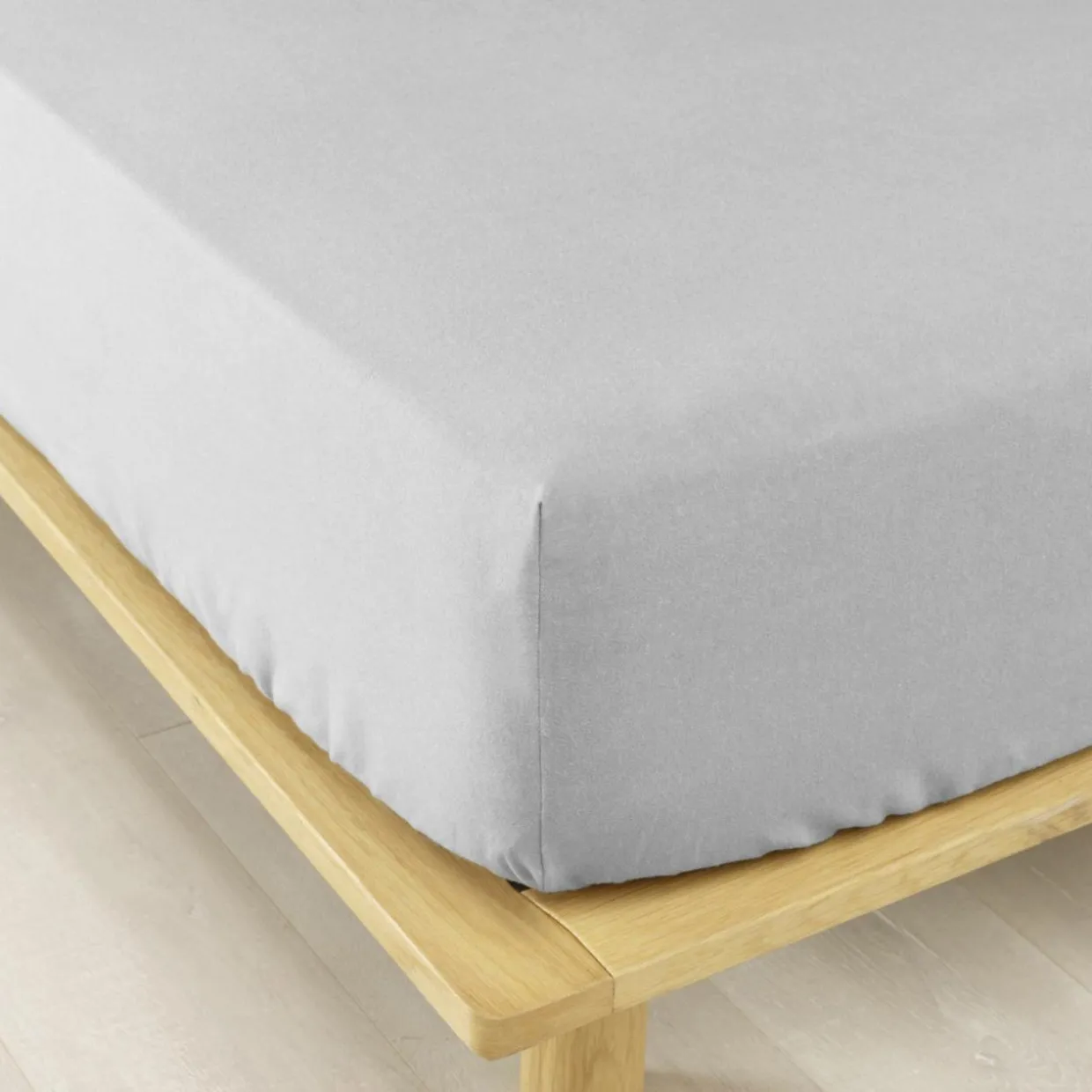 Drap housse flanelle de coton (160 x 200 cm) Nina Gris clair