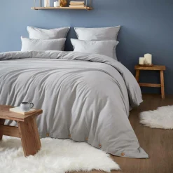 Drap housse flanelle de coton (200 x 200 cm) Nina Gris clair