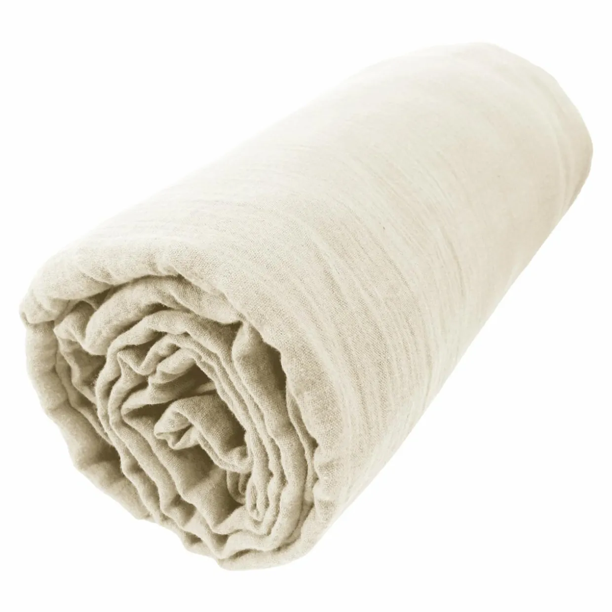 Drap housse gaze de coton (160 x 200 cm) Gaïa Beige pampa