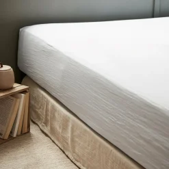 Drap housse gaze de coton (140 x 190 cm) Gaïa Blanc chantilly