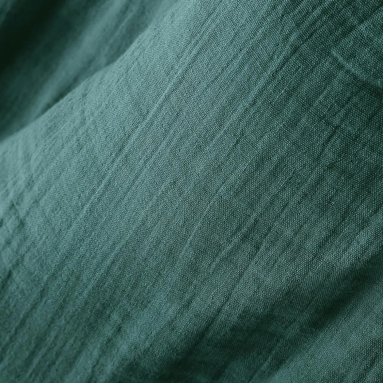 Drap housse gaze de coton (180 x 200 cm) Gaïa Bleu canard