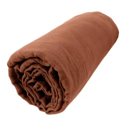 Drap housse gaze de coton (90 x 190 cm) Gaïa Terracotta