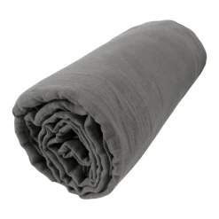 Drap housse gaze de coton (160 x 200 cm) Gaïa Gris granit