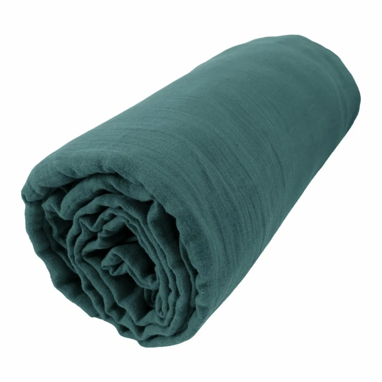 Drap housse gaze de coton (200 x 200 cm) Gaïa Bleu canard