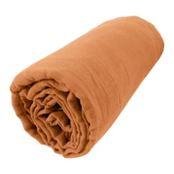 Drap housse gaze de coton (90 x 200 cm) Gaïa Abricot