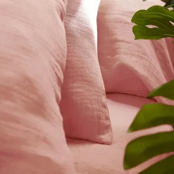 Drap housse gaze de coton (90 x 190 cm) Gaïa Rose pêche