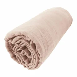 Drap housse gaze de coton (200 x 200 cm) Gaïa Rose poudré
